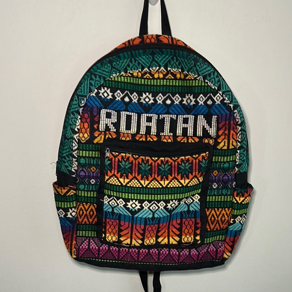 Green and Orange Ethnic Pattern Backpack
